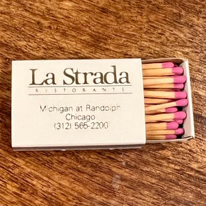 Vintage Chicago Matchbox - Vintage Restaurant Matches - LA STRADA RISTORANTE, Italian Restaurant, Chicago, Greenwich, Connecticut