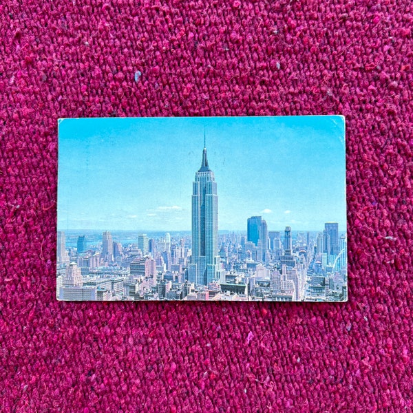 Vintage New York Postcard (used 1959) - Uptown Skyline, Empire State Building, New York City, NYC - Approx. 3.5"x5.5"