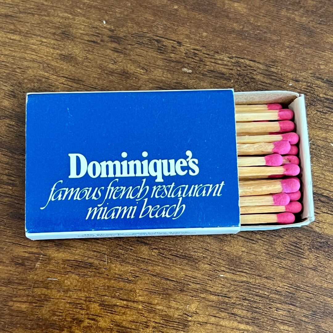 Vintage MIAMI Matchbox Vintage Restaurant Bar Matches DOMINIQUE'S