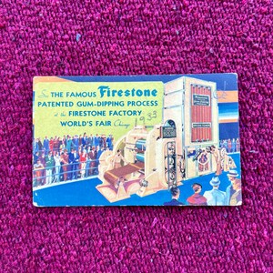 Vintage Chicago Postcard (used) - Firestone Patented Gum-Dripping, Chicago World&#39;s Fair, A Century of Progress - Approx. 3.5&quot;x5.5&quot;