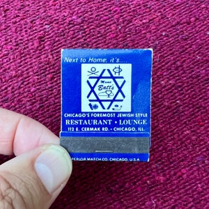 Vintage Chicago Matchbook - Vintage Restaurant Matches - Mama Batt&#39;s Jewish Restaurant, Chicago