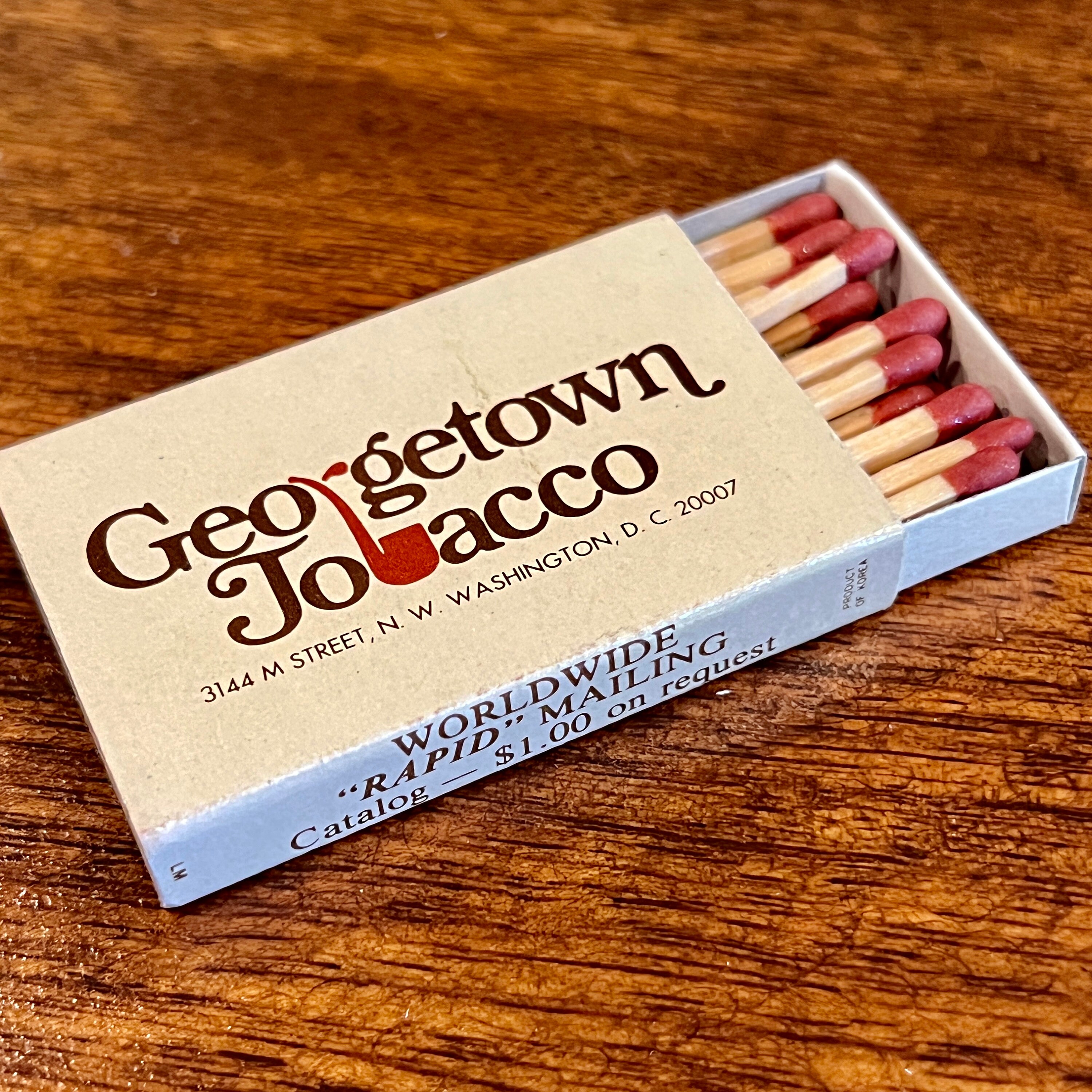 georgetown tobacco washington dc Vintage Washington DC Matchbox - Vintage Cigar Store Matches - GEORGETOWN  TOBACCO