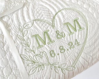 Wedding Blanket Newlywed Gift Couple Just Married Gift Monogrammed Gift Initial Date Gift Newly Married Couple Quilt Embroidered Keepsake