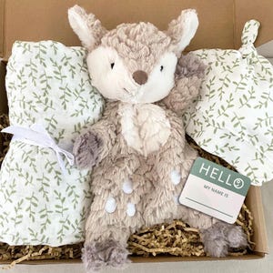 Gender Neutral Baby Gift Idea Bamboo Muslin Swaddle Stroller Blanket Newborn Present Nature Theme Baby Set Newborn Lovey Security Blanket