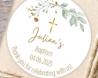 Baptism Favor Sticker Template: DIY Customizable Design (Canva)