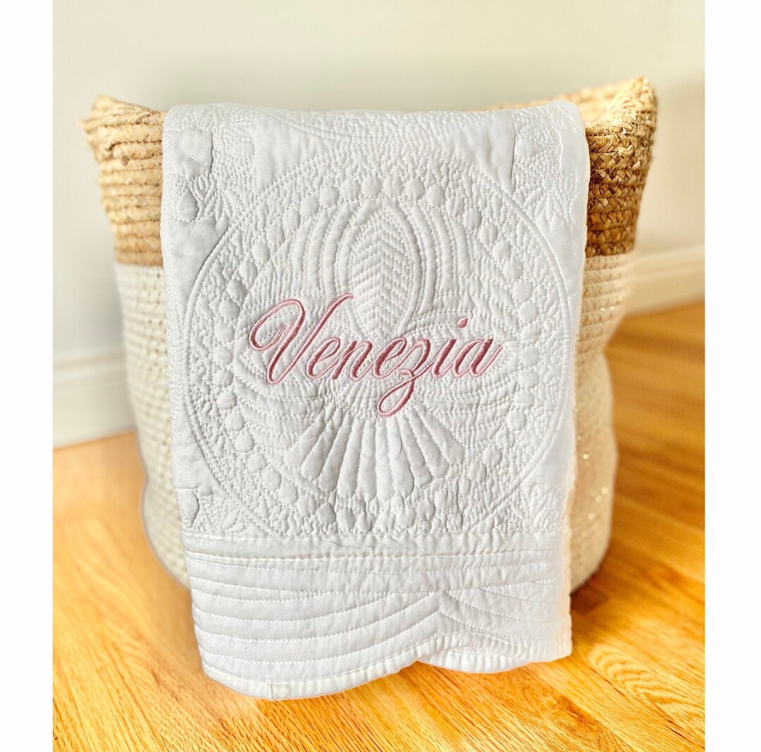 Monogrammed Quilt Baby Personalized Baby Gift Baby Heirloom Quilt