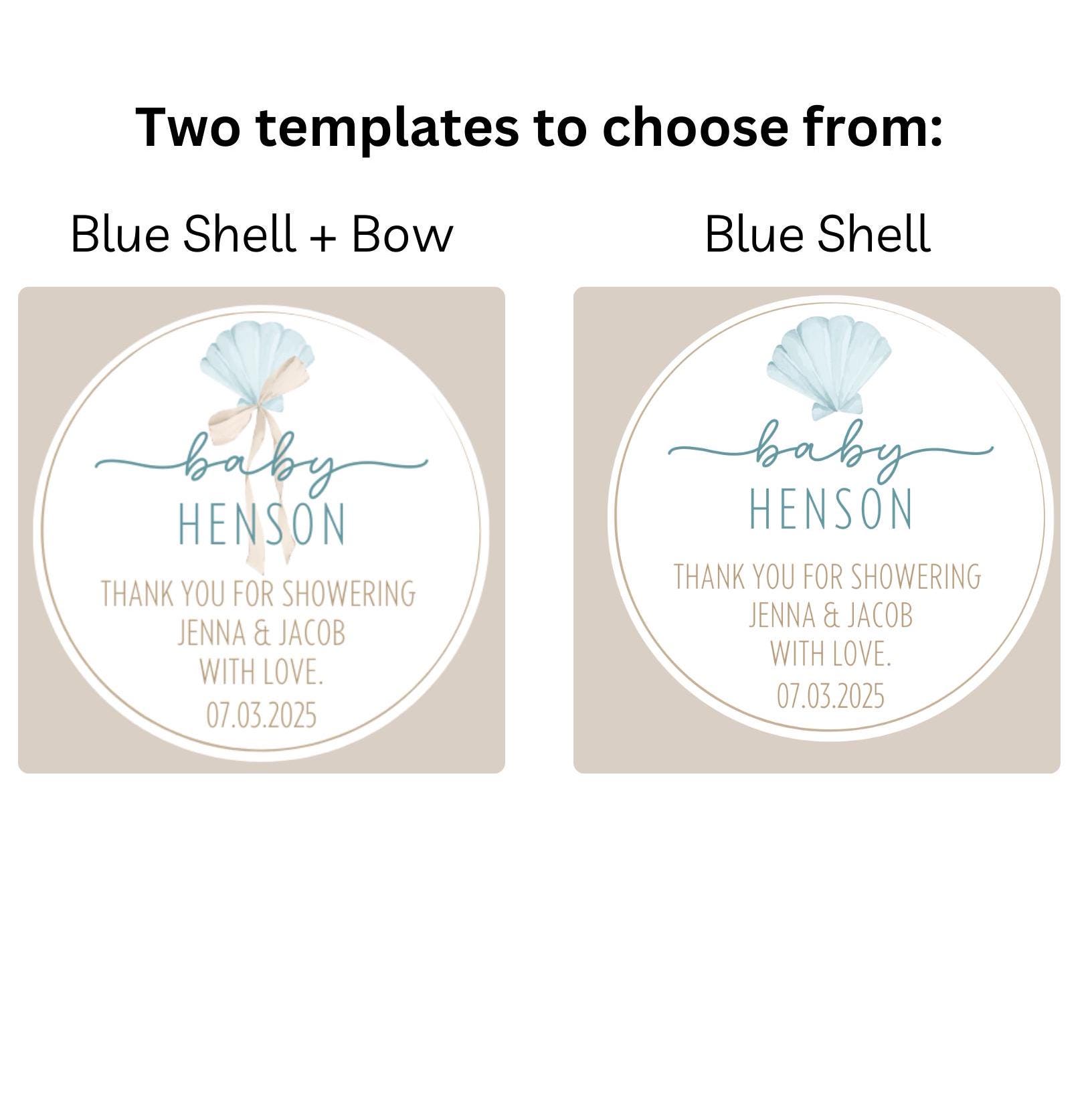 Sea Shell Label Seashell Baby Shower Label Template DIY Favor Stickers Print at Home ...