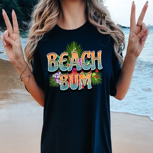 Beach Bum Shirt, Summer Vacation Shirt, Beach Shirt, Floral Beach Shirt, Tropical Flower Shirt, Summer Beach Shirt, Graphic Beach Shirt