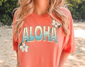レトロアロハシャツ：サマーバケーションTシャツ、ハワイビーチシャツ