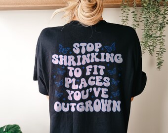 Camiseta con frase motivacional: Deja de encogerte, camiseta retro de moda