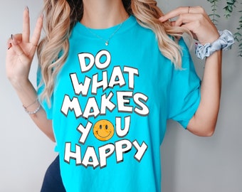 Camiseta con gráfico de cara sonriente retro: camiseta unisex inspiradora