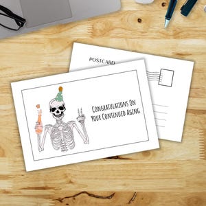 Congratulations on Your Continued Aging Instant Download Happy Birthday Postcard Print at Home - 6x4 - Funny, Humorous, Cute, and Unique