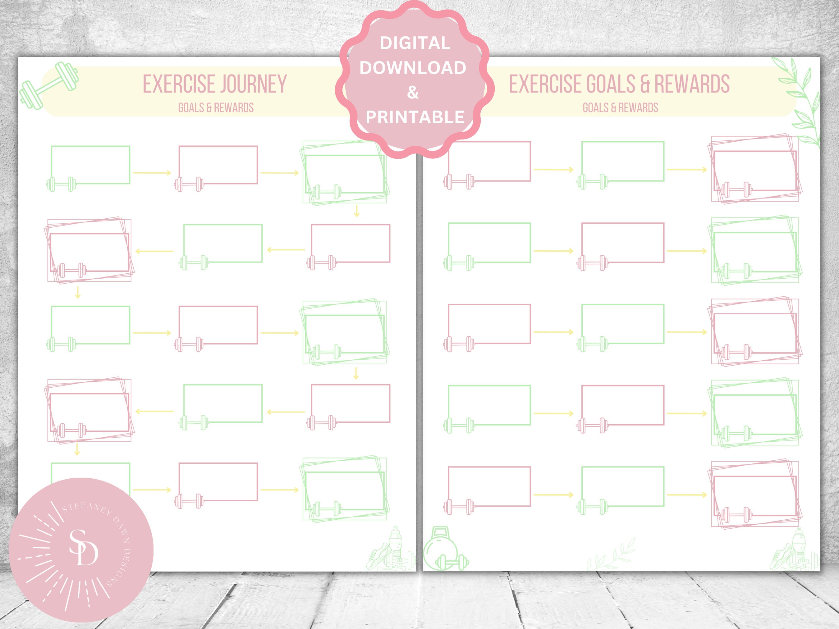 Printable Digital Weight Loss Tracker Bundle, Health Fitness Exercise ...
