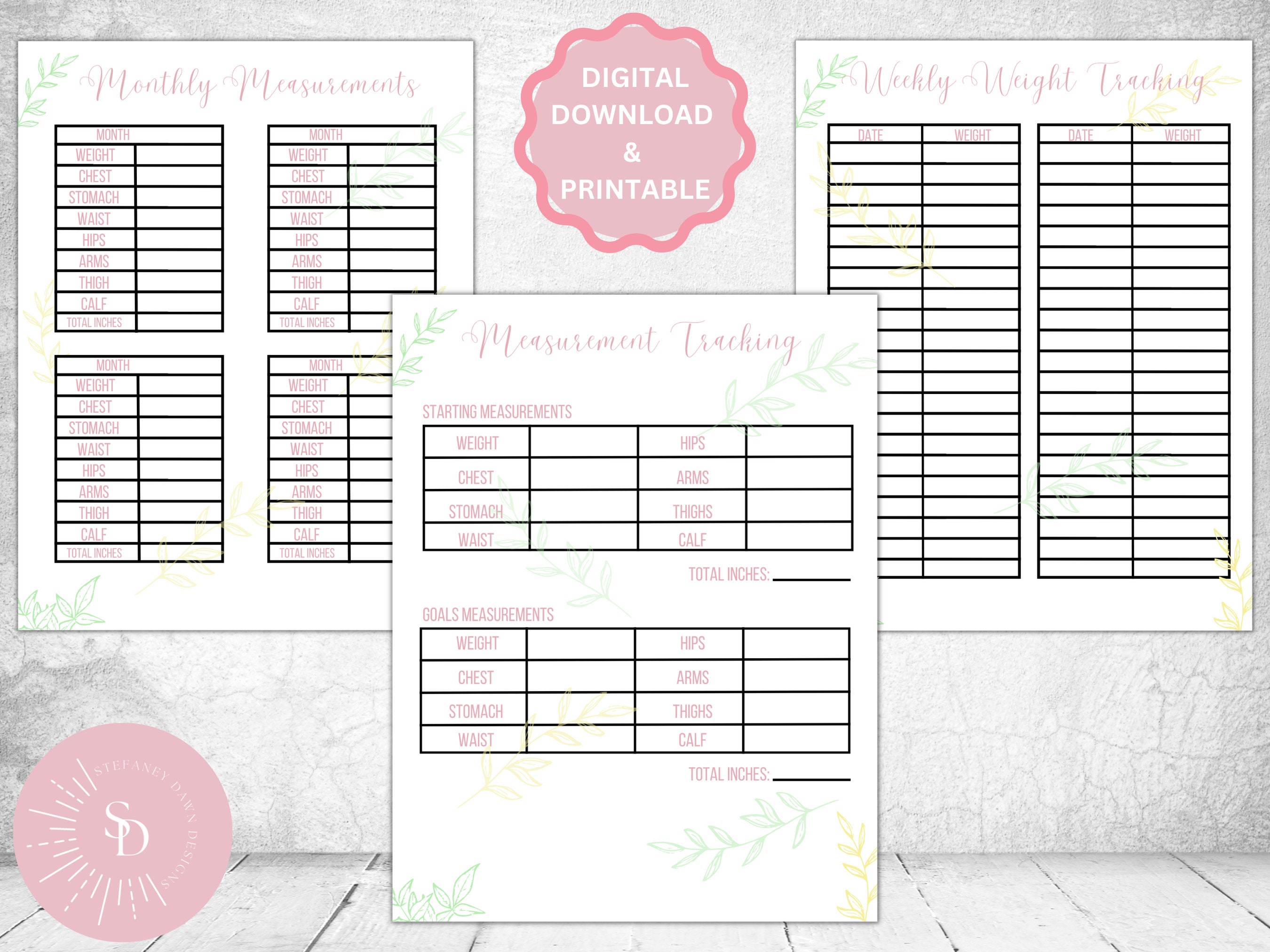 Printable Digital Weight Loss Tracker Bundle, Health Fitness Exercise ...