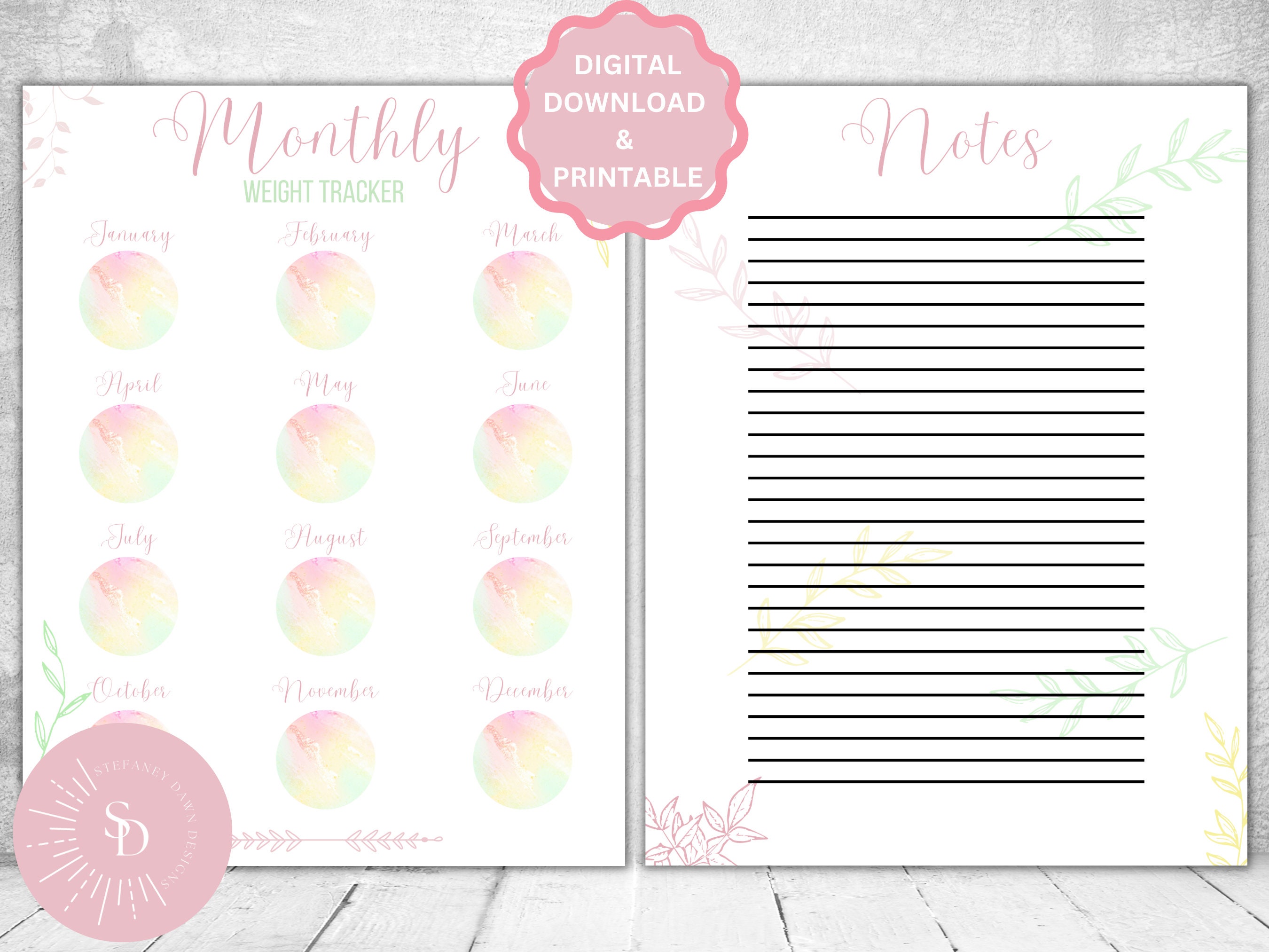 Printable Digital Weight Loss Tracker Bundle, Health Fitness Exercise ...
