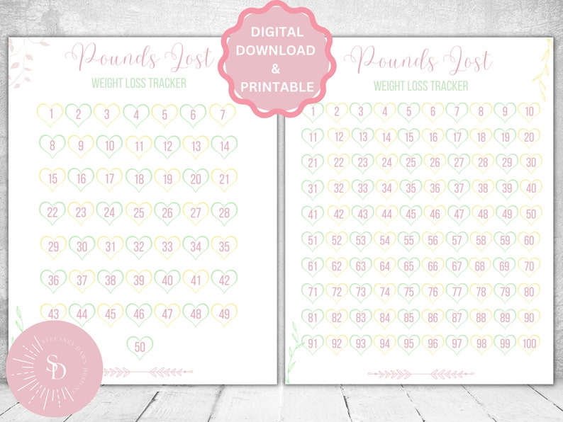 Printable Digital Weight Loss Tracker Bundle, Health Fitness Exercise ...