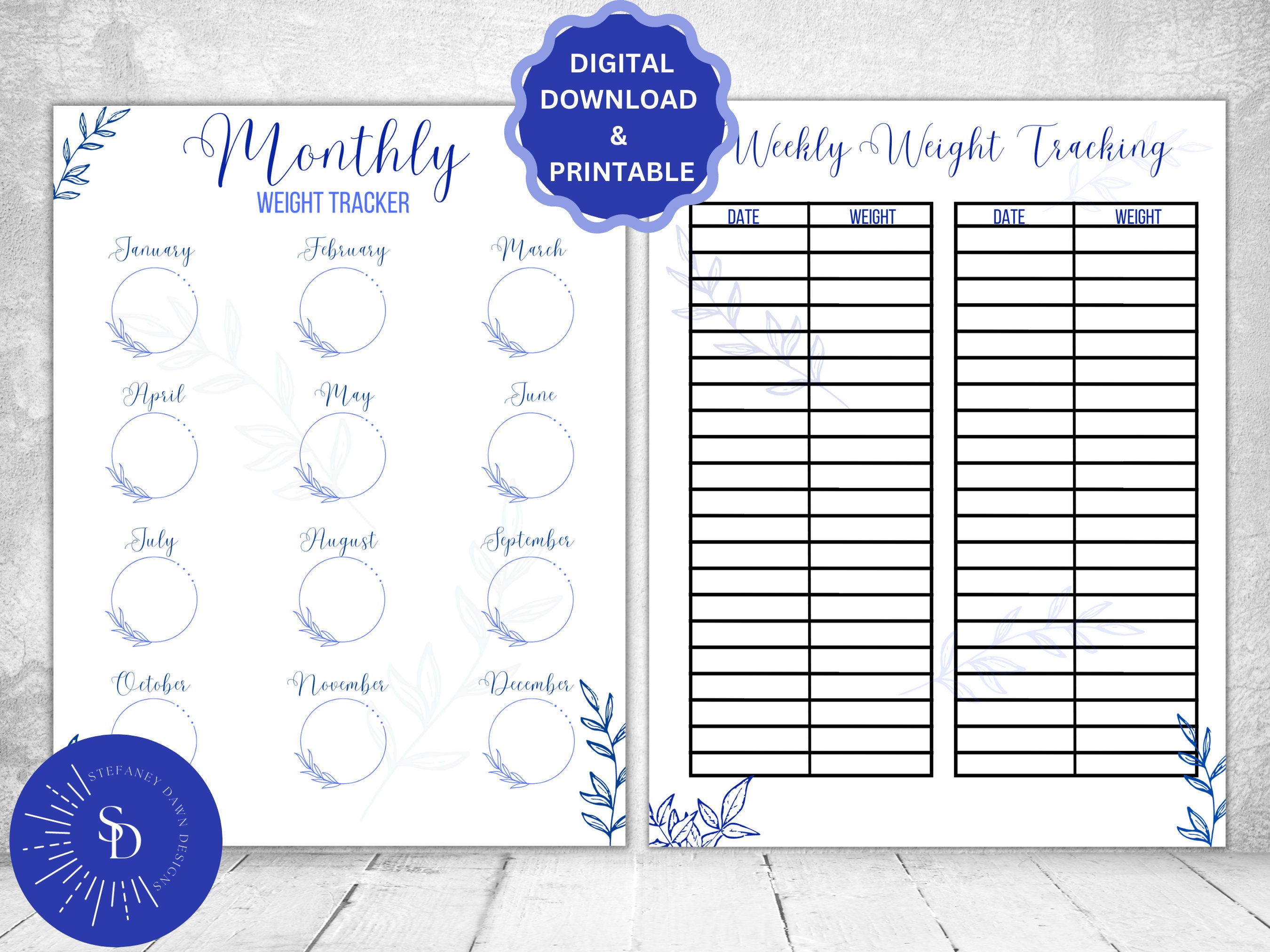 Printable Digital Weight Loss Tracker Bundle, Health Fitness Exercise ...