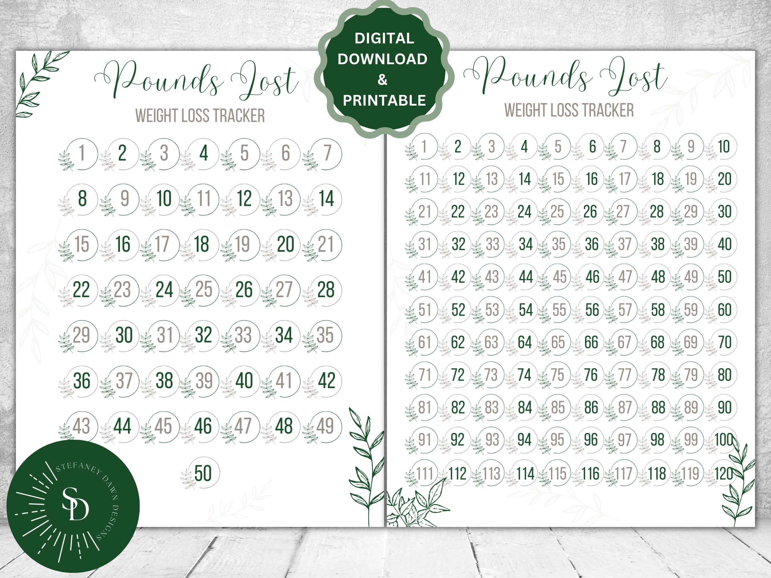 Printable Digital Weight Loss Tracker Bundle, Health Fitness Exercise ...
