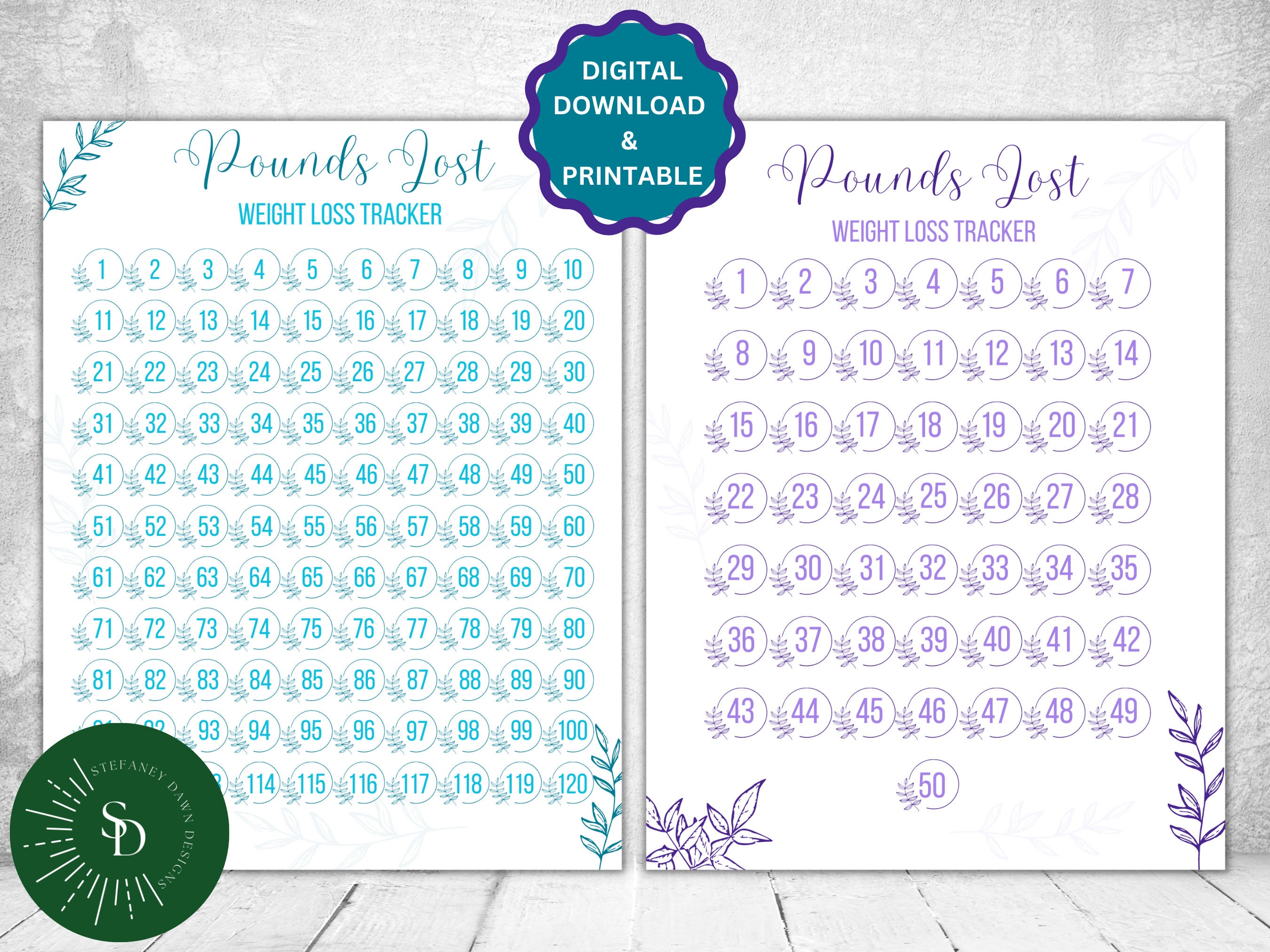Printable Digital Weight Loss Tracker Bundle, Health Fitness Exercise ...
