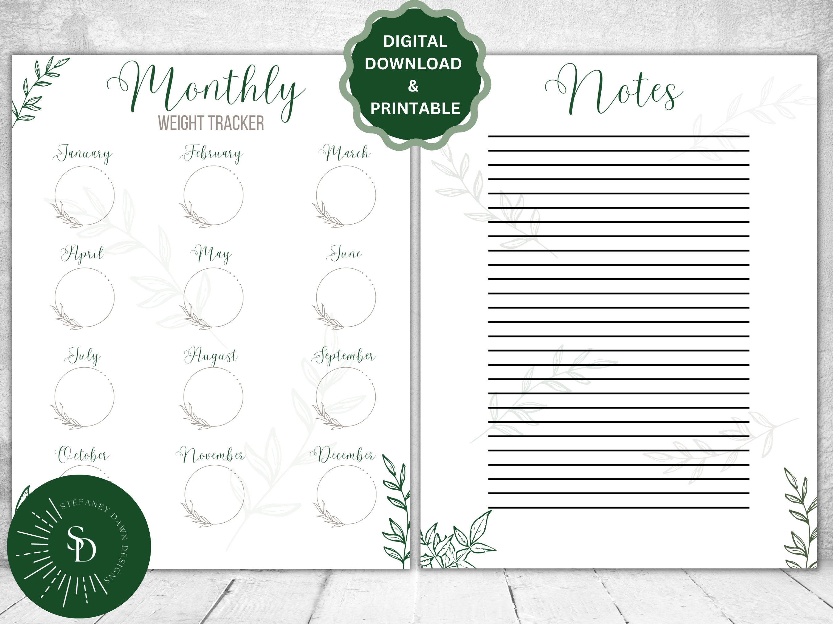 Printable Digital Weight Loss Tracker Bundle, Health Fitness Exercise ...
