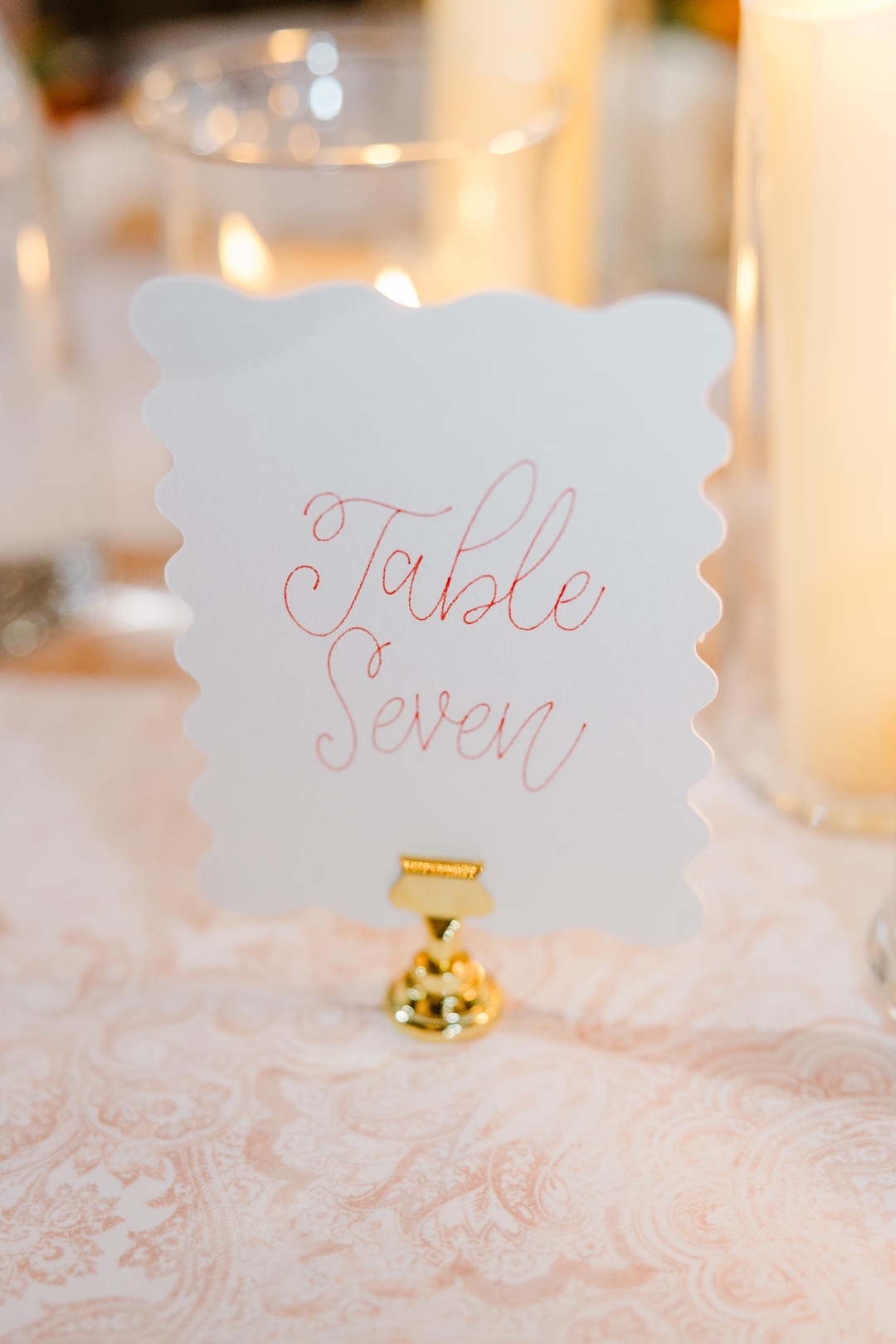 Custom Handwritten Scalloped Table Numbers – Elegant Wavy Edge Cards ...