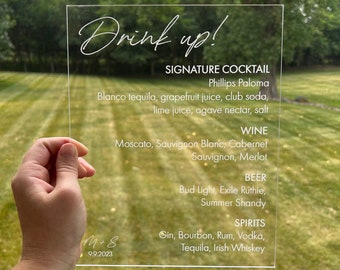 Bar Menu, Signature Cocktail, Drink Sign, Wedding Bar Menu, Wedding Bar Sign, Personalized Bar Menu, Custom Wedding Bar Sign **PRINT ONLY**