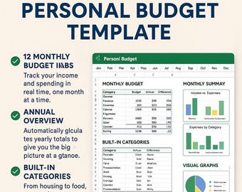 Editable Monthly Budget Spreadsheet | Digital Budget Template for Google Sheets or Excel