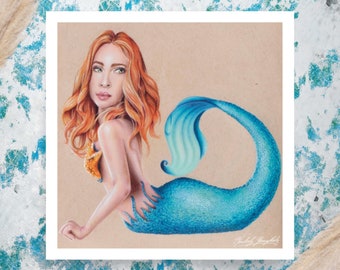 Mermaid Art Print, Color Pencil Mermaid Poster, Siren Artwork, Fantasy Wall Art, Magical Creature Decor, Mermaid Print, Mermaid Home Decor