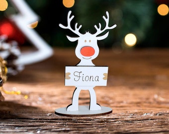 Personalised Christmas Reindeer place name, gift, ornament, decoration, freestanding
