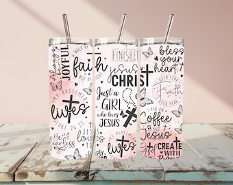 Vaso con la frase "Just A Girl Who Loves Jesus" (Solo una chica que ama a Jesús) / Vaso religioso de 20 oz / Regalos para ella / Vaso cristiano / Biblia