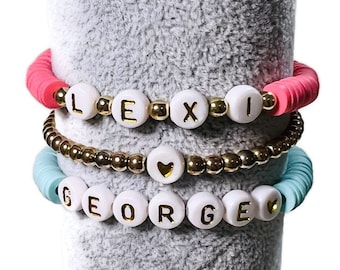 Custom Heishi Bracelet | Clay Bead Bracelet | Personalized Name Bracelet | Custom Name Bracelet | Bead Bracelet | Gifts for Her