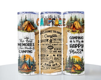 Camping Tumbler | 20oz Camping Tumbler | Camping Gift Tumbler | Campfire Tumbler | Adventurous Tumbler | Camping Scene Tumbler