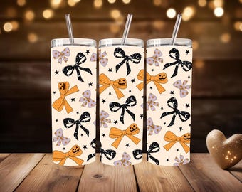 Halloween Kürbis und Schleife Becher | 20oz Becher | Halloween Becher | Halloween Wasserflasche | Halloween Schleifen Becher
