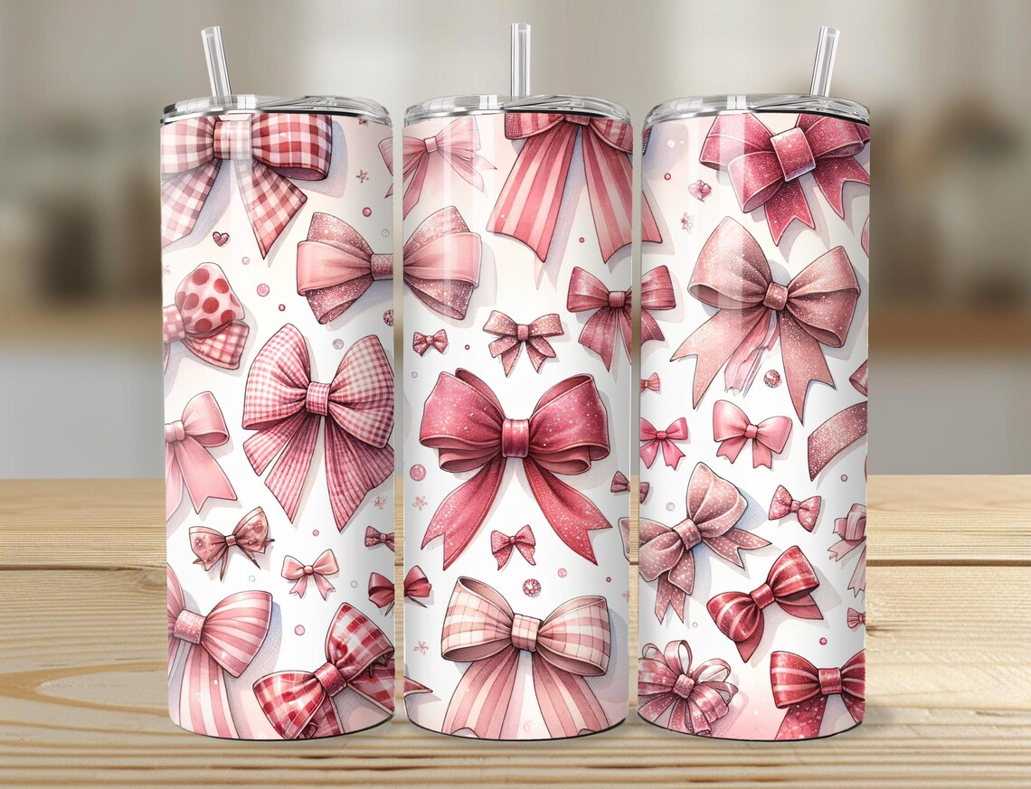 Pink Bow Tumbler | 20oz Bow Tumbler | 20oz Skinny Tumbler | Gifts for ...