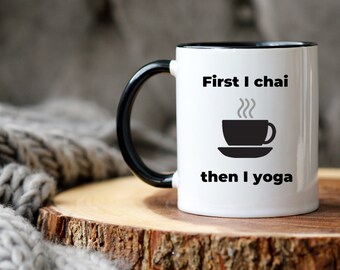 Yoga lover mug, chai lover mug, gift for yoga man, yoga woman cup, yoga women gift idea, yoga mom gift