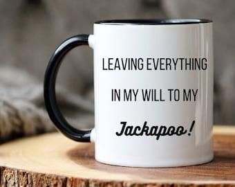 Jackapoo mug, jackapoo dog breed, jackapoo mom, jackapoo dad, jackapoo fur baby, jackapoo coffee mug, jackapoo lover gift idea