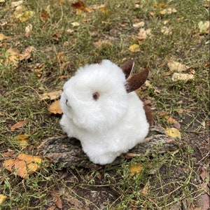Baby alpaca fur bunny, alpaca gift kids, stuffed animal, alpaca toy, white and light brown bunny