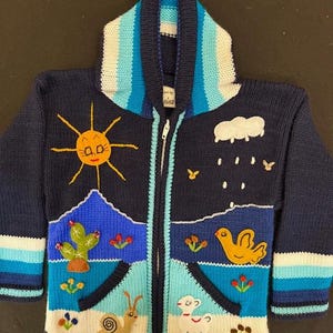 Children peruvian hoodie sweater, embroidered sweater, kid cardigan, fall winter sweater for kids, cute baby sweater, handmade sweater.