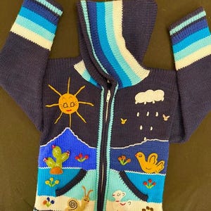 Children peruvian hoodie sweater, embroidered sweater, kid cardigan, fall winter sweater for kids, cute baby sweater, handmade sweater.