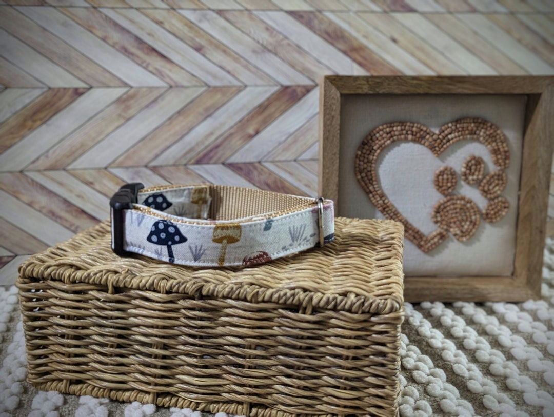 Grey Blue Mushroom Dog Collar Duck Cloth Pet Collar Etsy