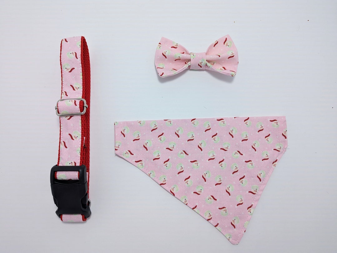 Pink Santa Claus Dog Collar Slide on Bandana Pet Collar Etsy