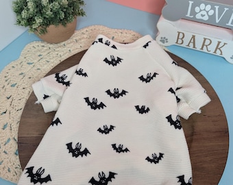raglan bat dog T-shirt | white and black bat shirt | XS, S, m, l t shirt