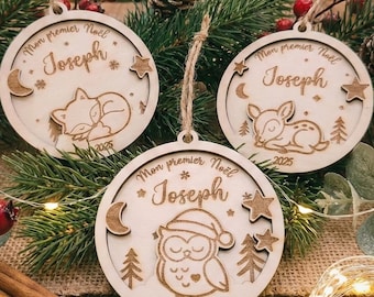 Boules de Noël Personnalisables - Décoration de Noël Unique - Boule de Noël, Prénom au Choix - Mon Premier noël -boule de noël personnalisée