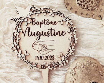 Cake topper in legno tema floreale 2-torta personalizzata