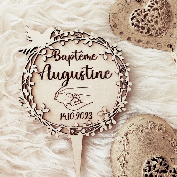 Wooden cake topper floral theme 2- personalized cake