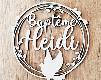 Cake Topper en Bois Baptême style traditionnel v2