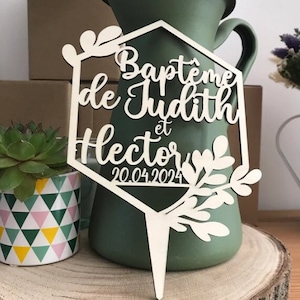 Cake topper deux ou trois prénoms 156 modèles dispo gâteau personnalisé image 1