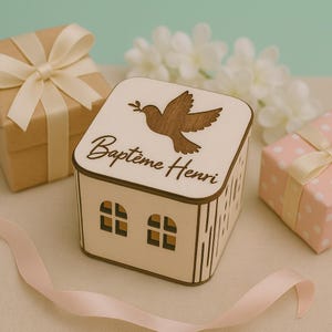 Boîte à dragées - boite à souvenir - boite à bijoux baptême personnalisée qui peut faire également lanterne Idée Cadeau Originale & élégante