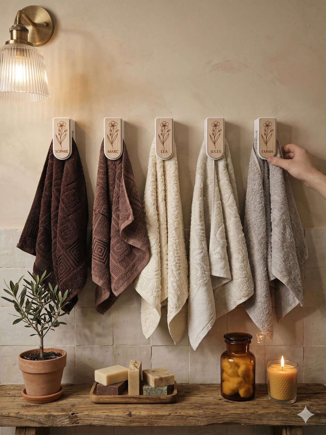 Custom Towel Racks Personalized Wooden Towel Rack | Innovative Self-locking Hook | Wall ...