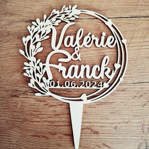 Cake topper en bois mariage 156 modèles dispo gâteau personnalisé image 6